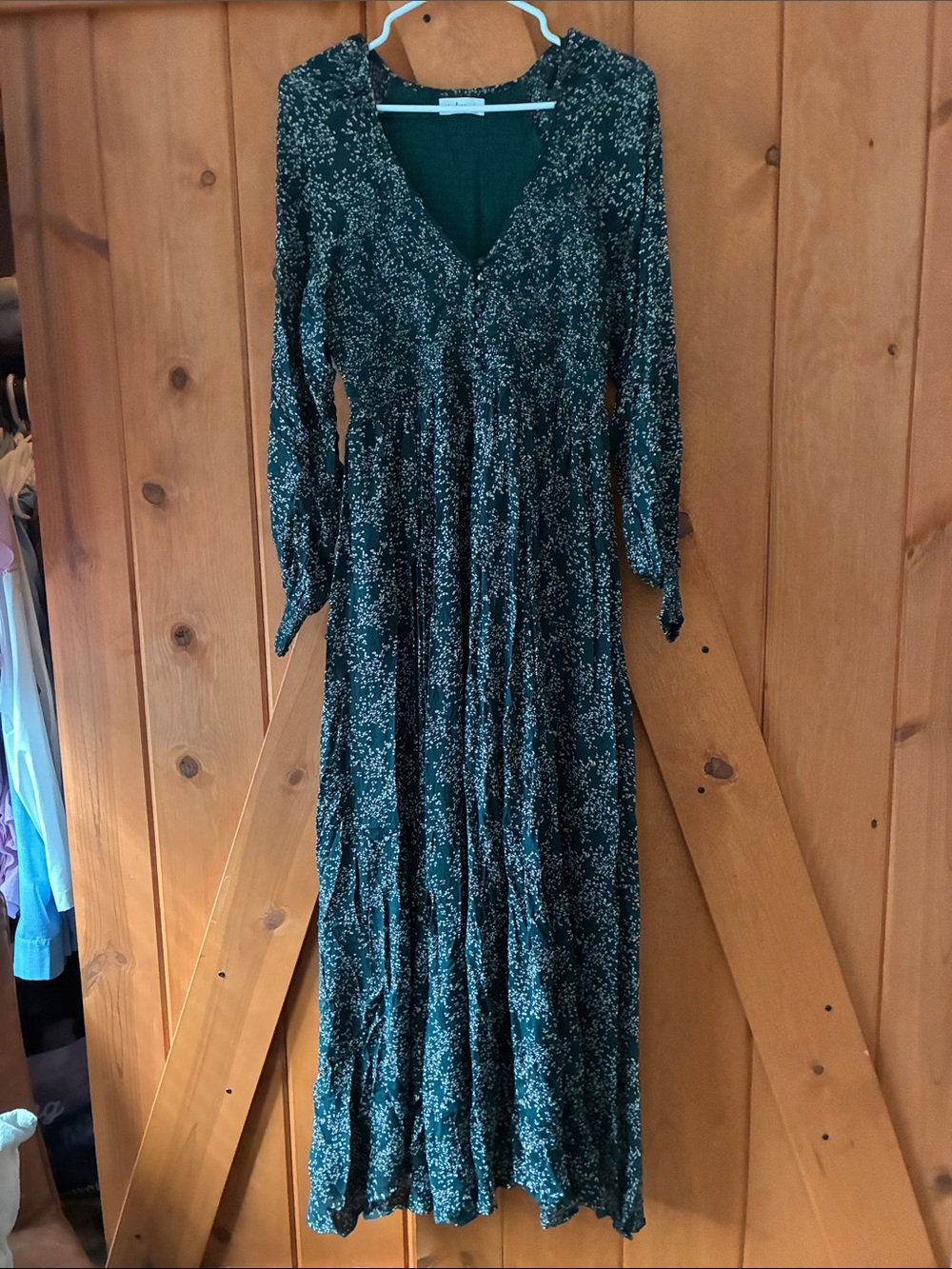 In Loom Long Green Floral V-Neck Maxi Dress